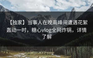 【独家】当事人在晚高峰间遭遇花絮 轰动一时，糖心vlog全网炸锅，详情了解