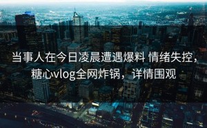 当事人在今日凌晨遭遇爆料 情绪失控，糖心vlog全网炸锅，详情围观