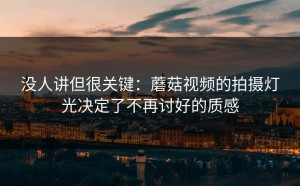没人讲但很关键：蘑菇视频的拍摄灯光决定了不再讨好的质感
