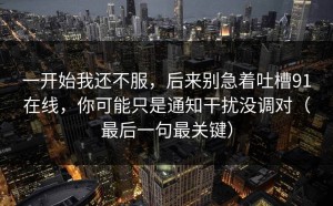 一开始我还不服，后来别急着吐槽91在线，你可能只是通知干扰没调对（最后一句最关键）