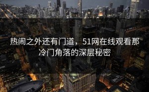 热闹之外还有门道，51网在线观看那冷门角落的深层秘密