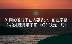 91网的差距不在内容多少，而在字幕节拍处理得细不细（细节决定一切）