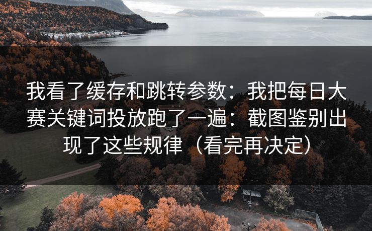 我看了缓存和跳转参数：我把每日大赛关键词投放跑了一遍：截图鉴别出现了这些规律（看完再决定）
