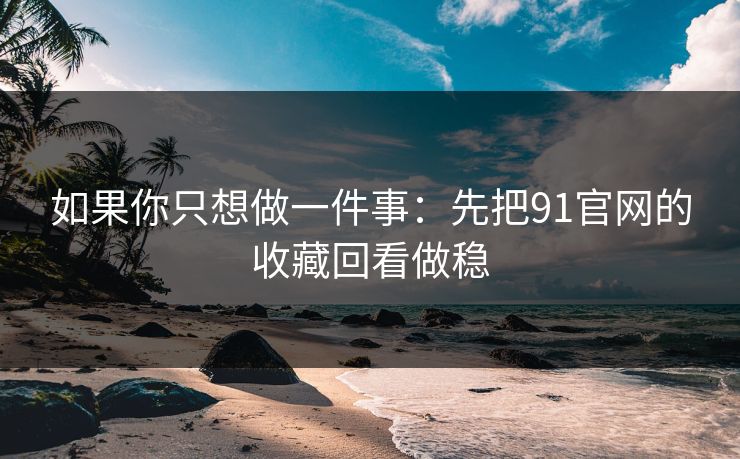 如果你只想做一件事：先把91官网的收藏回看做稳