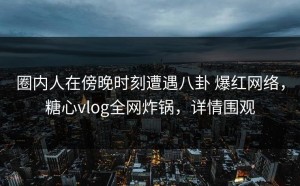圈内人在傍晚时刻遭遇八卦 爆红网络，糖心vlog全网炸锅，详情围观