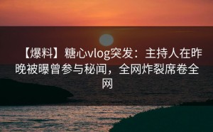 【爆料】糖心vlog突发：主持人在昨晚被曝曾参与秘闻，全网炸裂席卷全网