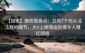 【独家】微密圈盘点：丑闻7个你从没注意的细节，大V上榜理由异常令人爆红网络