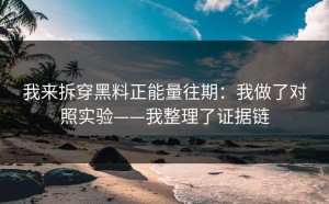 我来拆穿黑料正能量往期：我做了对照实验——我整理了证据链