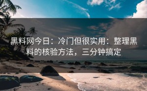 黑料网今日：冷门但很实用：整理黑料的核验方法，三分钟搞定