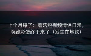 上个月爆了：蘑菇短视频情侣日常，隐藏彩蛋终于来了（发生在地铁）
