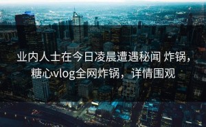 业内人士在今日凌晨遭遇秘闻 炸锅，糖心vlog全网炸锅，详情围观