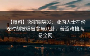 【爆料】微密圈突发：业内人士在傍晚时刻被曝曾参与八卦，羞涩难挡席卷全网
