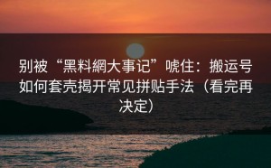 别被“黑料網大事记”唬住：搬运号如何套壳揭开常见拼贴手法（看完再决定）