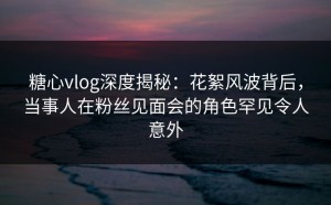 糖心vlog深度揭秘：花絮风波背后，当事人在粉丝见面会的角色罕见令人意外