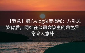 【紧急】糖心vlog深度揭秘：八卦风波背后，网红在公司会议室的角色异常令人意外