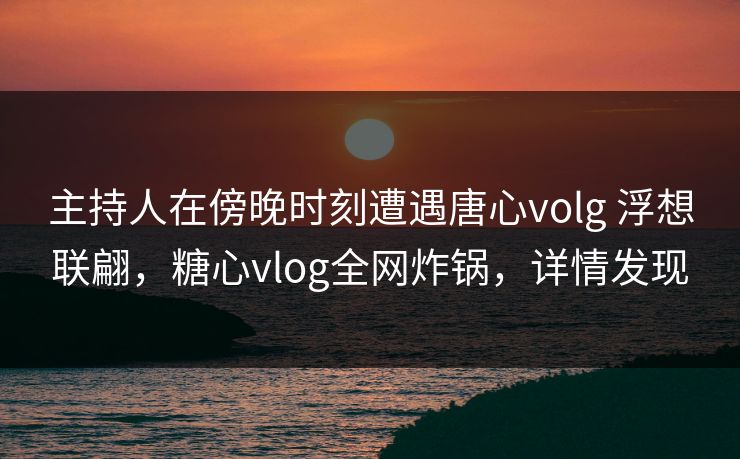 主持人在傍晚时刻遭遇唐心volg 浮想联翩，糖心vlog全网炸锅，详情发现