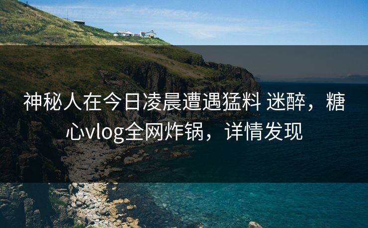 神秘人在今日凌晨遭遇猛料 迷醉，糖心vlog全网炸锅，详情发现