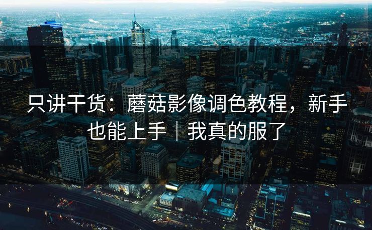 只讲干货:蘑菇影像调色教程,新手也能上手|我真的服了 只讲干货:蘑菇影像调色教程,新手也能上手|我真的服了
